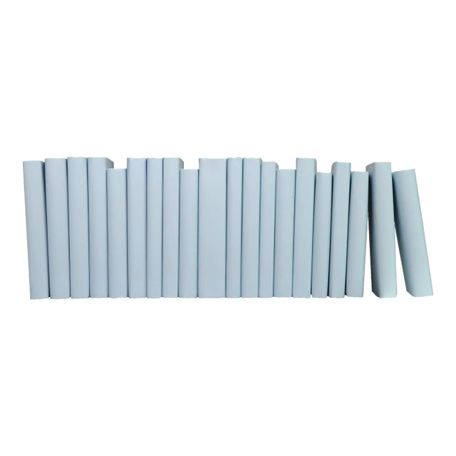 Decorative Books - Pale Sky Paper Wrapped Books - Blue Books By The Foot For Sale