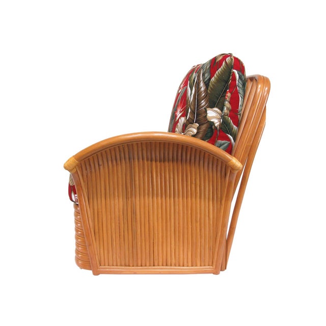 Art Deco Art Deco Style "Golden Girls" Rattan Fan Arm Lounge Chair For Sale - Image 3 of 4