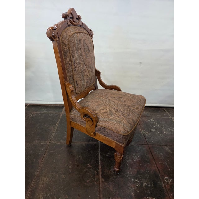 A nice best quality side chair Walnut Eastlake Gothic Style.