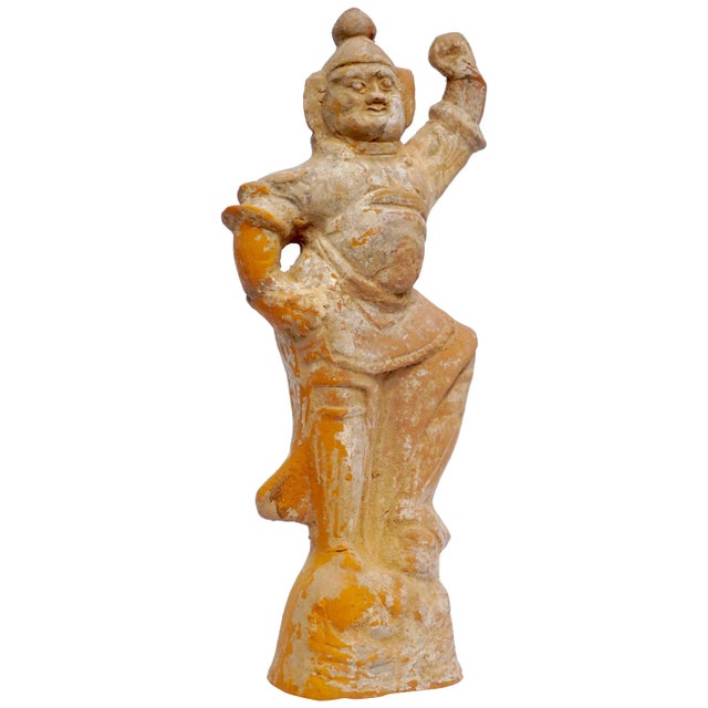 Orange Tang Dynasty Painted Terracotta Sculpture of a Lokapala For Sale - Image 8 of 8