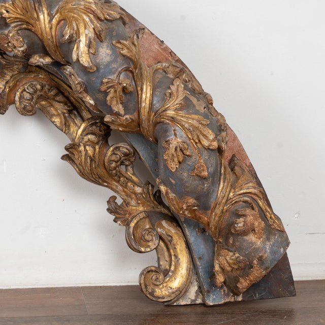 Late 18th Century Original Gilt and Painted Architectural Arch Fragment, Portugal For Sale - Image 10 of 11