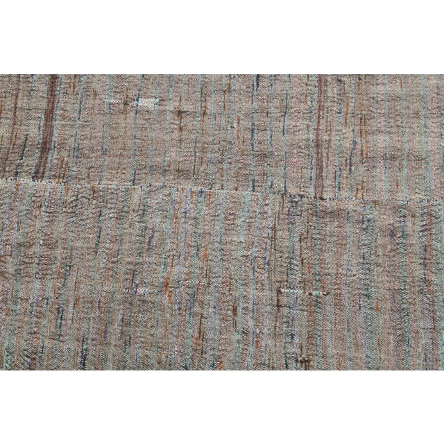 Vintage Turkish Hand-Knotted Wool Cotton Green Kilim Runner Rug For Sale - Image 6 of 10