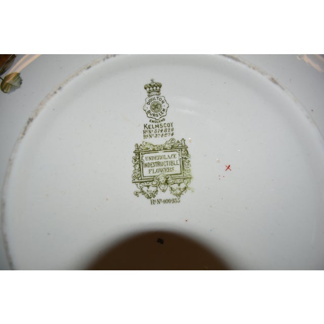Antique Art Nouveau Doulton Burslem Kelmscott Transferware Wash Basin / Bowl W/ Pink Roses For Sale - Image 15 of 18