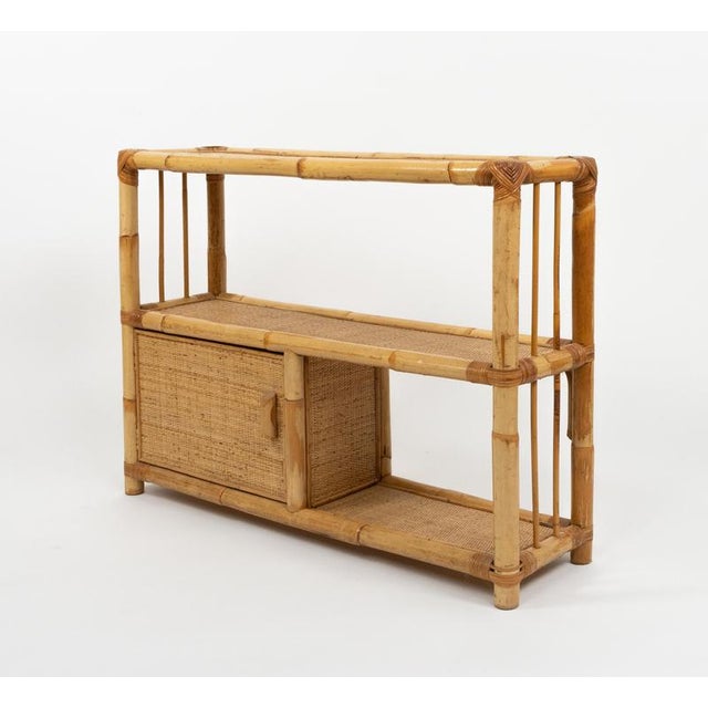 Mid-Century Modern Cabinet Shelf in Rattan and Bamboo, Italy, 1970s For Sale - Image 9 of 14