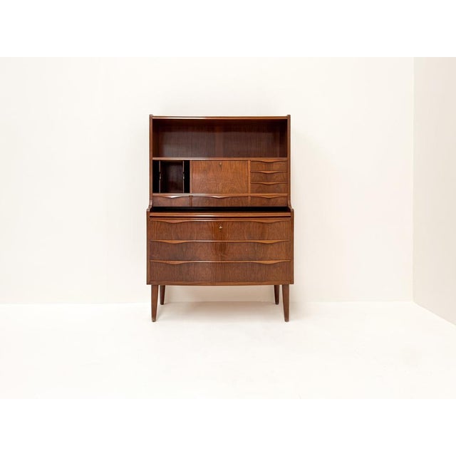 Walnut Secretary with Wave Front by Erling Torvits, Denmark, 1960s For Sale - Image 11 of 11