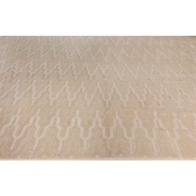 Modern Global Off-White and Beige Hand Knotted Wool Rug by Doris Leslie Blau For Sale - Image 4 of 7