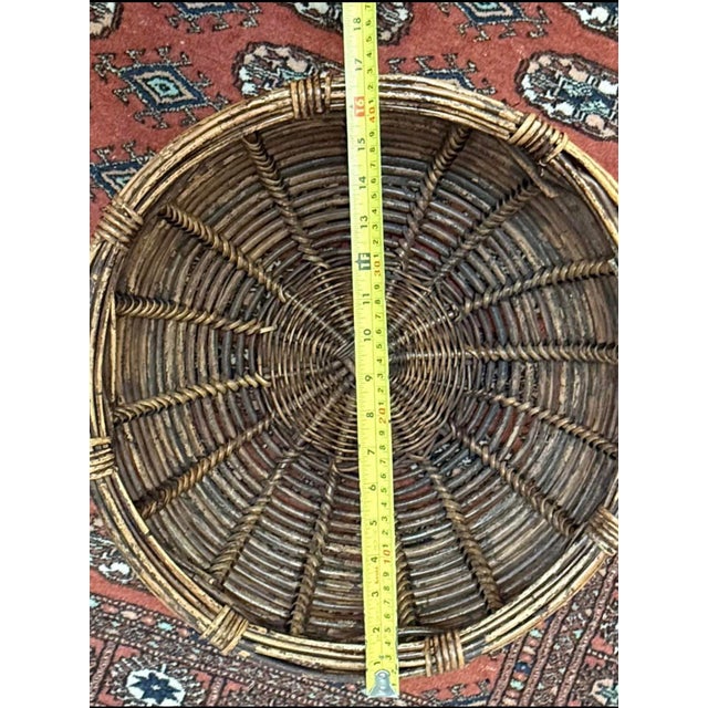 Large Rustic Round Wicker Basket For Sale - Image 4 of 5