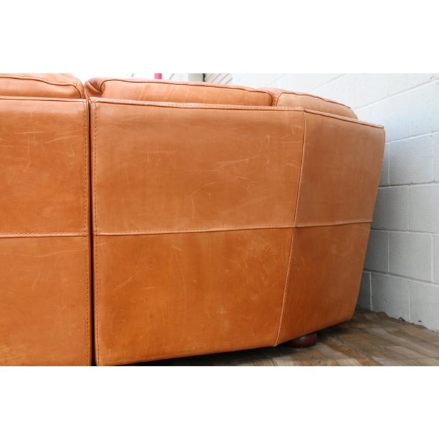 Animal Skin Vintage Gamma Arredamenti Italian Leather Sectional Sofa | Modular Corner Sofa | Cognac Tan Leather | Made in Italy For Sale - Image 7 of 18