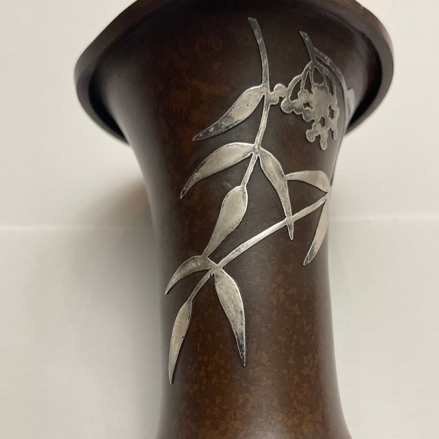 Heintz Art Metal Shop 1920s Heintz Art Metal Shop Sterling Silver on Bronze Vase. For Sale - Image 4 of 10