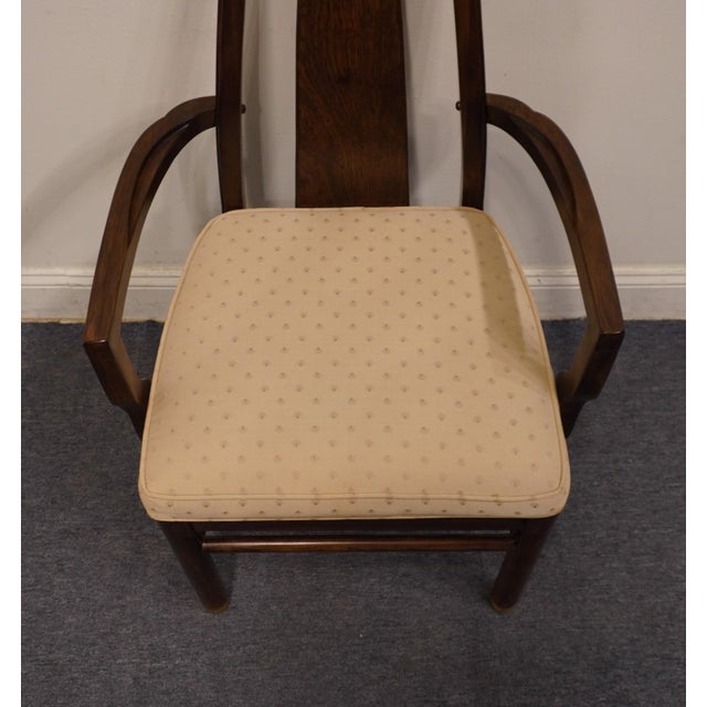 Late 20th Century High End Walnut Asian Chinoiserie Dining Arm Chair For Sale - Image 5 of 9