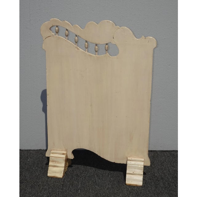 Vintage French Country White Wood Pink Floral Fireplace Screen Room Decor For Sale - Image 9 of 13