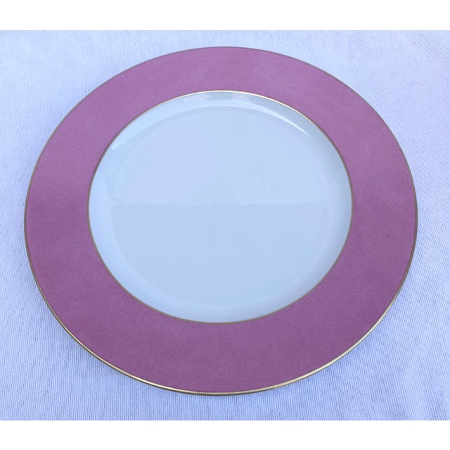 Marie Daâge Lavender and Raspberry Limoges Dinner Plates - A Pair For Sale In Chicago - Image 6 of 8