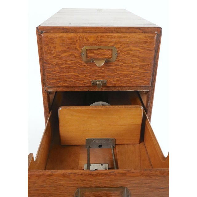 Mid 20th Century Mid 20th Century Shaw Walker Four Drawer Oak Desktop File Cabinet For Sale - Image 5 of 10