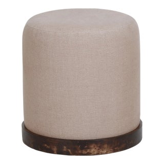 Como Cotton Jute with Burl Wood Base Accent Stool For Sale