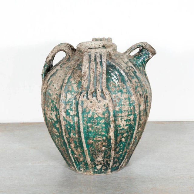 Ceramic Rare 18th Century French Glazed Terracotta Cruche Du Quercy or Walnut Oil Jug For Sale - Image 7 of 12