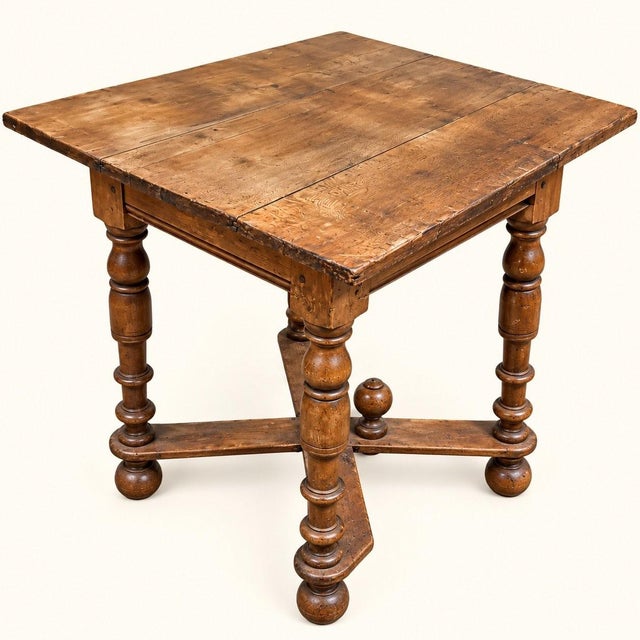 17th Century Louis XIII Style Side Table in Oak with Turned Legs For Sale - Image 4 of 6