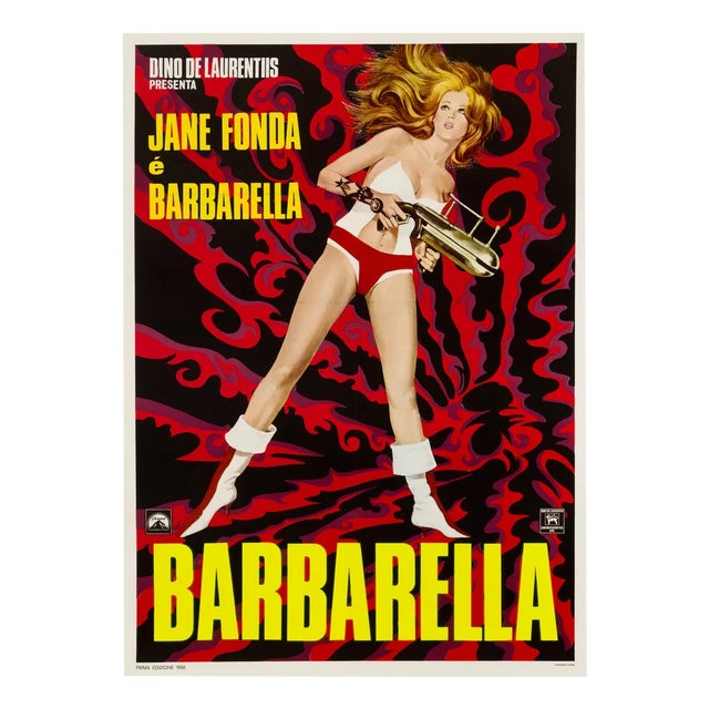 Vintage Barbarella Original Movie Poster attributed to Mario De Berardinis, Italian, 1968 For Sale