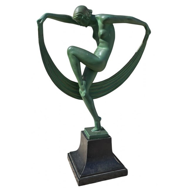 Denis Belembert, Dancer with Drapery, 1920s, Marble Base For Sale - Image 10 of 10