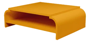Saffron Colored Minimalist Retro Style Raffia Wrapped Large Curved Coffee Table