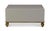 The contemporary high gloss light grey lacquered ottoman coffee table featuring mid-century inspired feet, showcases a...