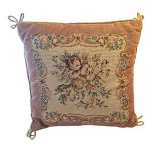 Vintage Needlepoint Floral Pillow