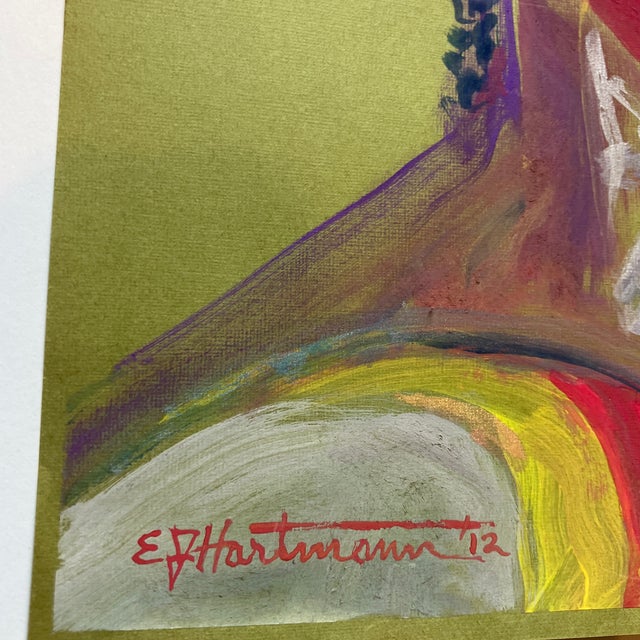 Original approx 12 x 18.5 painting on colored paper (slight wave in paper) signed bottom left Unframed