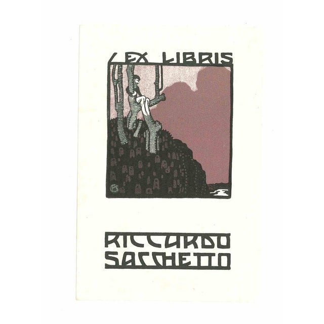 Ex Libris Riccardo Sacchetto is an original Contemporary Artwork realized in the early 20th Century . Original woodcut...