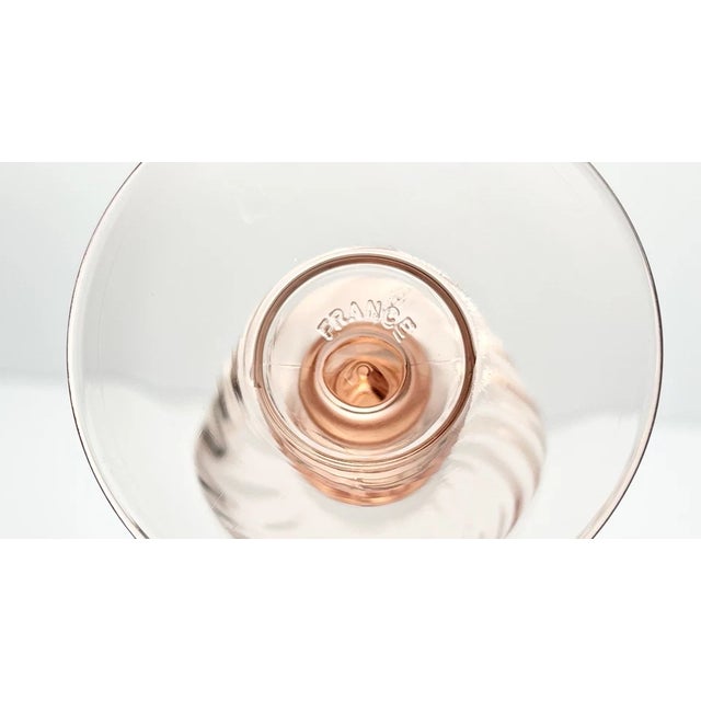1990s 1990s Cristal D’Arques “Rosaline” Set of 9 Pink Swirl Wine Glasses For Sale - Image 5 of 5