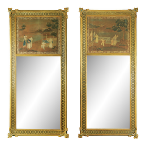 Fine Pair of Regency Gilt and Painted Pier Mirrors in the Brighton Pavilion Taste