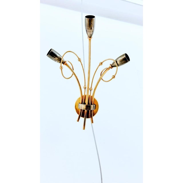 Gold Sconce in Brass Floral Pattern, Italy, 1960s For Sale - Image 8 of 11