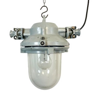 Industrial Grey Cast Aluminium Explosion Proof Lamp from Elektrosvit, 1970s For Sale
