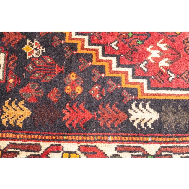 Vintage Hand-Knotted Persian Qashqai Rug 4'6" X 5'6" For Sale - Image 16 of 18