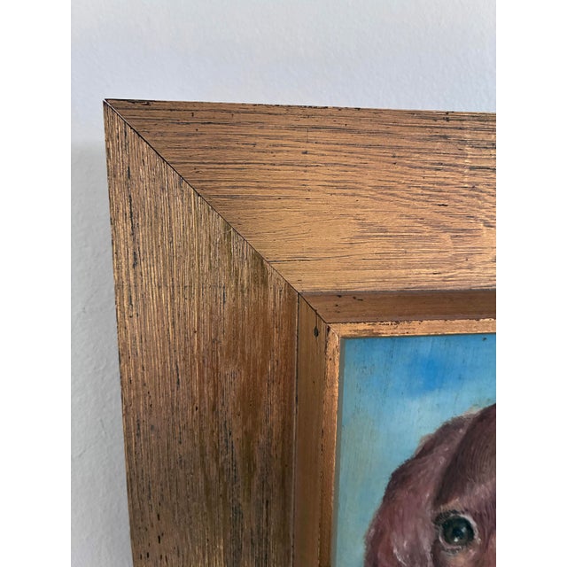 Textile Vintage Original Dog Portrait Oil Painting, Signed Animal Art For Sale - Image 7 of 18