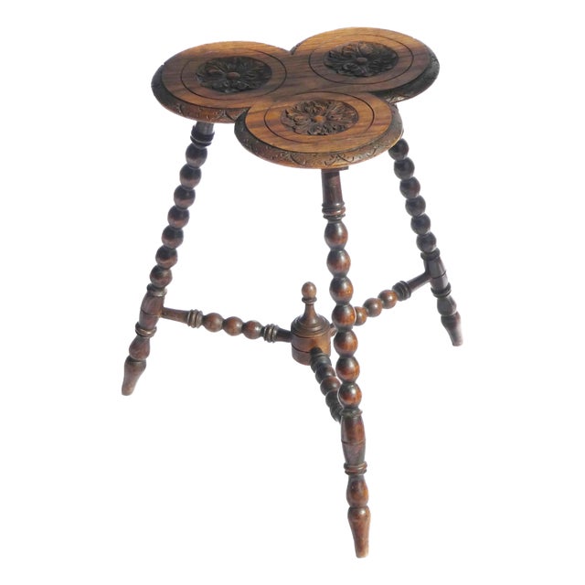 Antique Wooden Side Table with Bobbin Legs For Sale