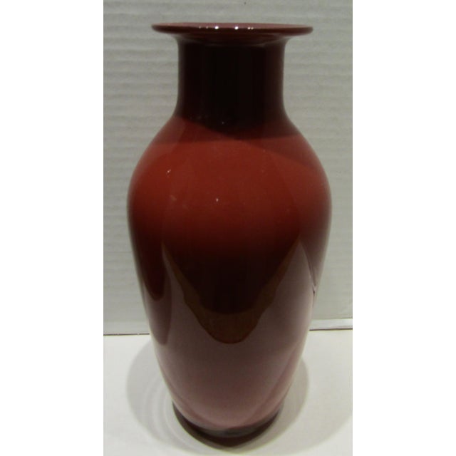 Barovier e Toso Rare Pair Vintage Signed Borovier & Toso Oxblood Red Baluster Vases Circa 1970s For Sale - Image 4 of 8