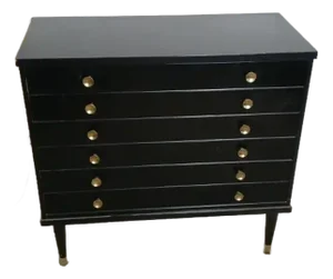 1960s Mid Century Ebony Small Dresser