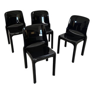 Four Selene Chairs by Vico Magistretti for Artemide, 1970s, Set of 4 For Sale