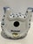 1990s Vintage Herend Style Andrea by Sadek Hand Painted Blue & White Fishnet Sitting Bear Figurine For Sale - Image 5 of 7