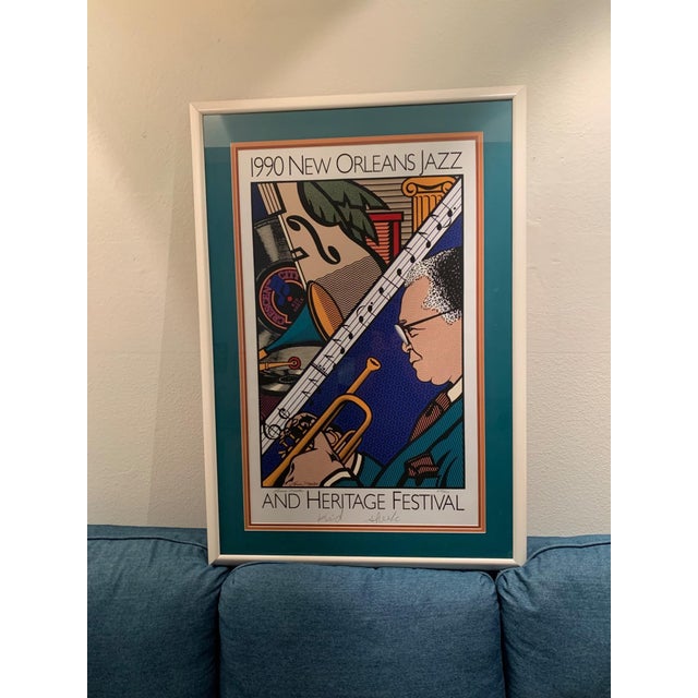 Official 1990 New Orleans Jazz & Heritage Festival limited-edition poster by Louisiana artist Louise Mouton, honoring...