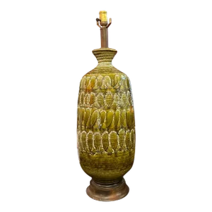 Mid Century Modern Green 1960s Ceramic Table Lamp