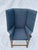 Country exaggerated Wing-back colonial Americana Chair, c.90s. Foam cushion (zipper). Hardwood construction, no maker’s mark.