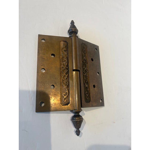 Pair of Fine Victorian Era Decorative Hinges Marked 1870 For Sale - Image 10 of 10