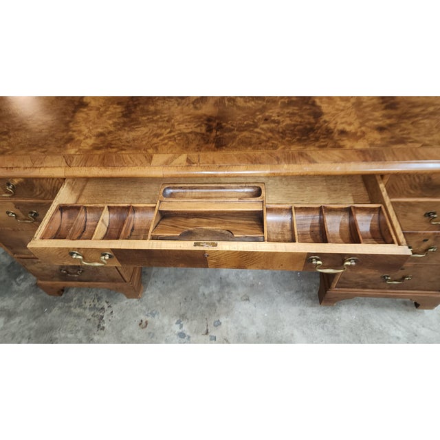 Early 20th Century Spectacular Burled Walnut Partners Desk B & O Railroad For Sale - Image 18 of 18