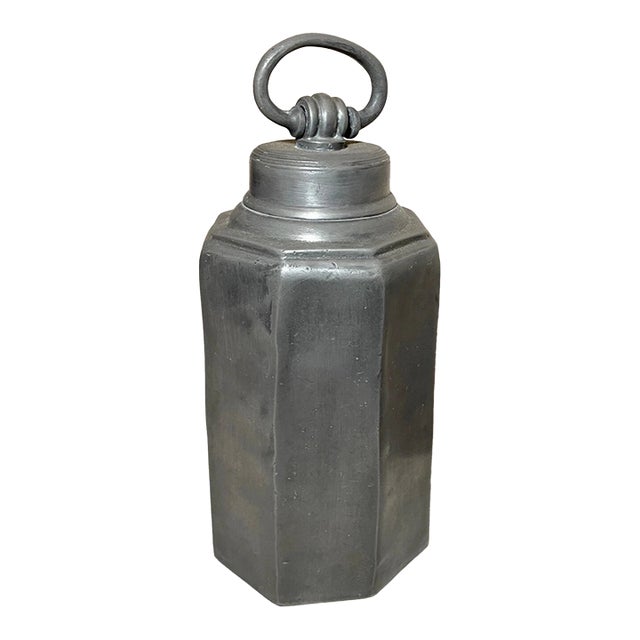 Rare Antique 1700's Octagonal Pewter European Hot Water Canister Lidded Jar For Sale