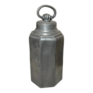 Rare Antique 1700's Octagonal Pewter European Hot Water Canister Lidded Jar