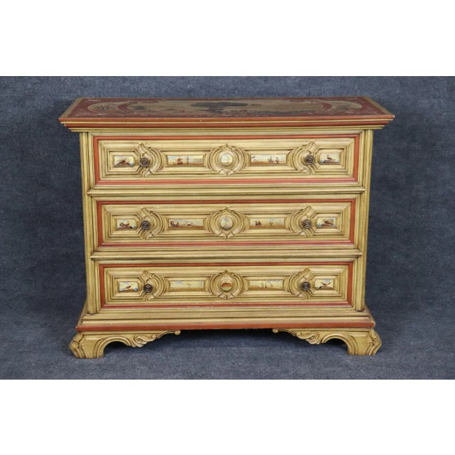 Look at the scenery all hand-painted showing pastural scenes of hunters, fishers and local farmers. The piece looks like...