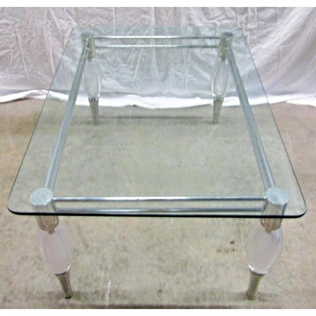 1960s Mid-Century Modern Chrome With Limerick Crystal Legs Glass Top Coffee Table For Sale - Image 10 of 12