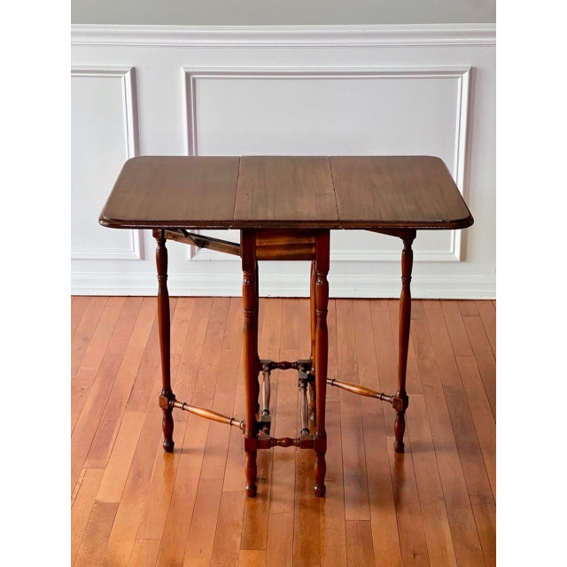 English Antique English Walnut Drop-Leaf Occasional Table, Rectangular, 1920s For Sale - Image 3 of 16