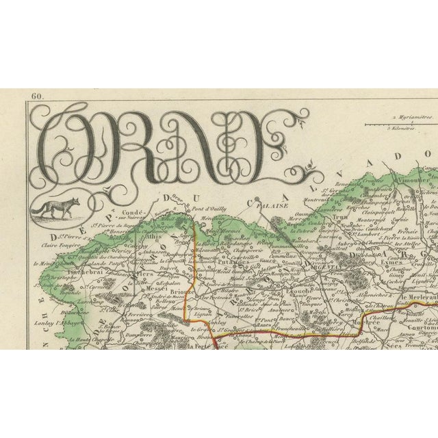 Black Antique Map of Orne by Vuillemin, Normandy, France, 1850 For Sale - Image 8 of 9