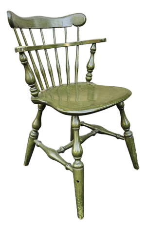 Late 20th Century Ethan Allen Green Painted Oak Windsor Side Chair